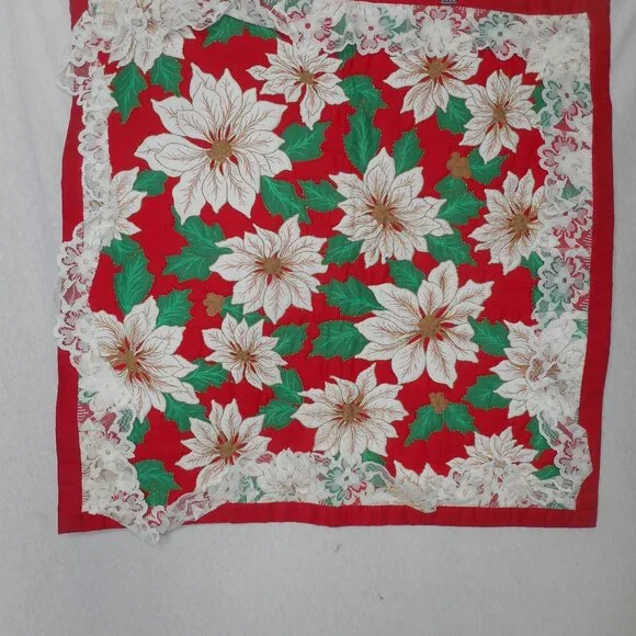 Poinsettia Christmas Wall Hanging Holiday Home Decoration Square Shape 22.5" - Picture 1 of 8